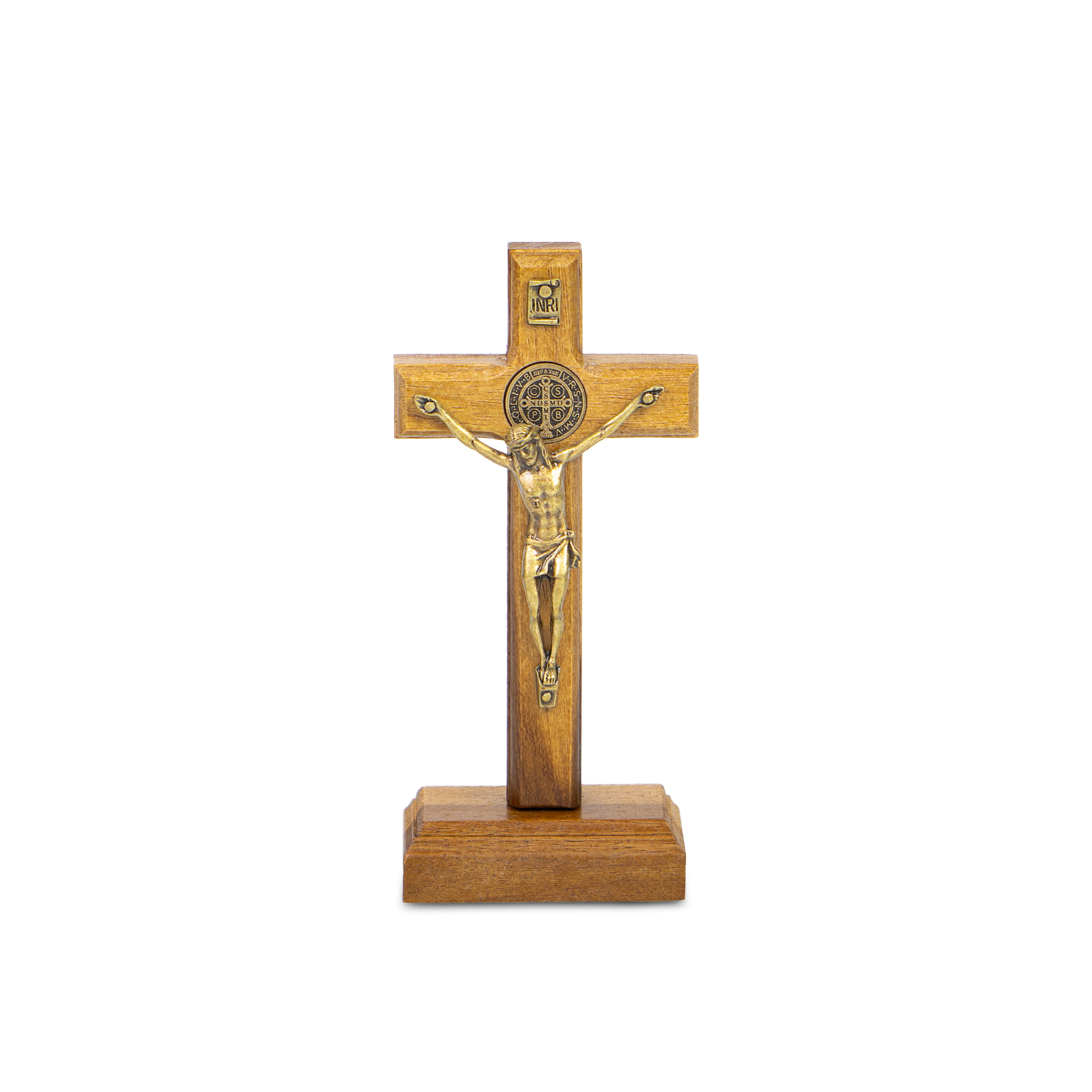 CRUCIFIXO DE MADEIRA - Medalha de São Bento - 12CM
