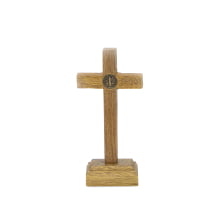 CRUCIFIXO DE MADEIRA – Medalha de São Bento - 9cm